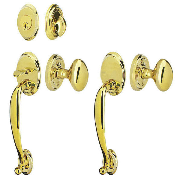 EMTEK Solid Brass Saratoga Style Entryway Set (Polished Brass Finish)