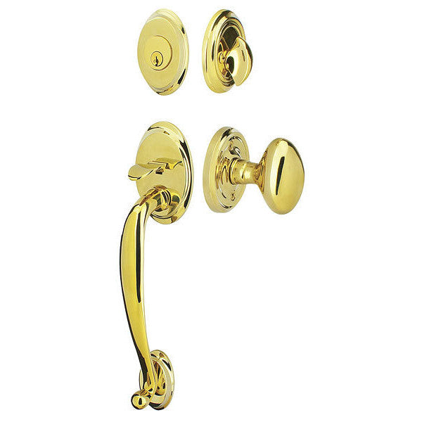 EMTEK Solid Brass Saratoga Style Entryway Set (Polished Brass Finish)