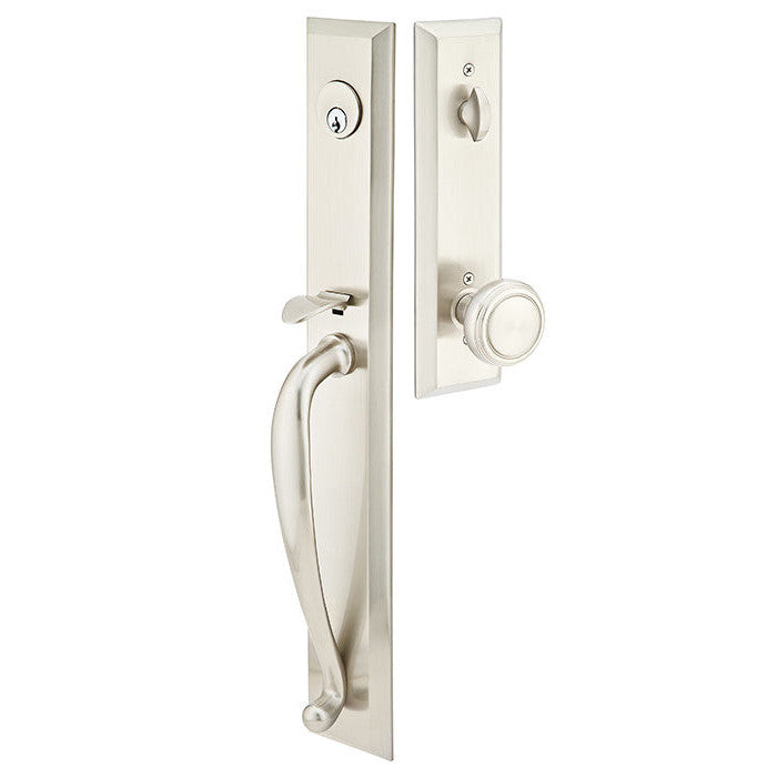 EMTEK Solid Brass Jefferson Style Entryway Set (Brushed Nickel Finish)