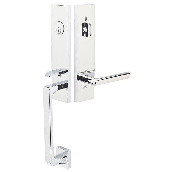 EMTEK Solid Brass Davos Style Entryway Set (Polished Chrome Finish)