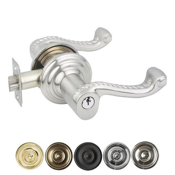 EMTEK Solid Brass Rope Key In Door Lever with Regular Rosette