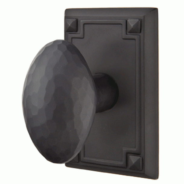 EMTEK Hammered Egg Knob With Rectangular Rosette (Several Finish Options)