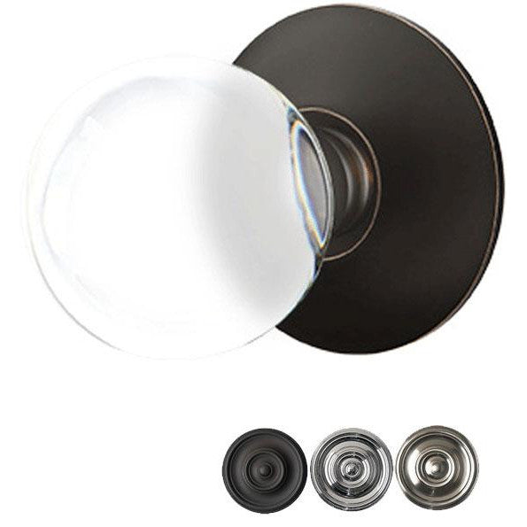 EMTEK Crystal Bristol Door Knob Set With Modern Rosette (Several Finishes)