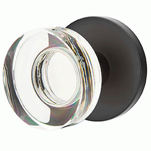 EMTEK Modern Disc Crystal Door Knob Set With Disk Rosette (Several Finishes)