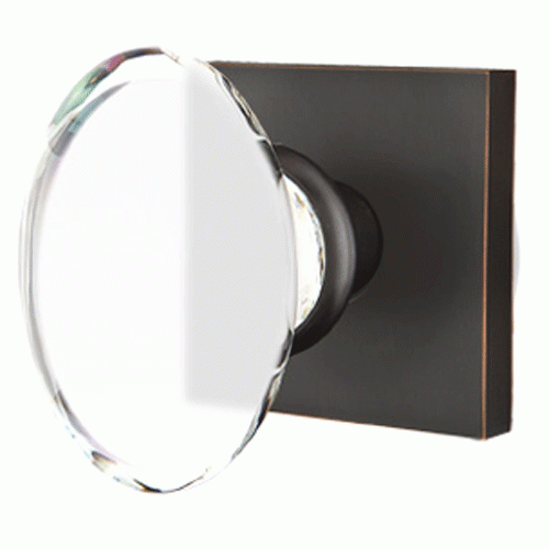 EMTEK Crystal Hampton Door Knob Set With Square Rosette (Several Finishes)