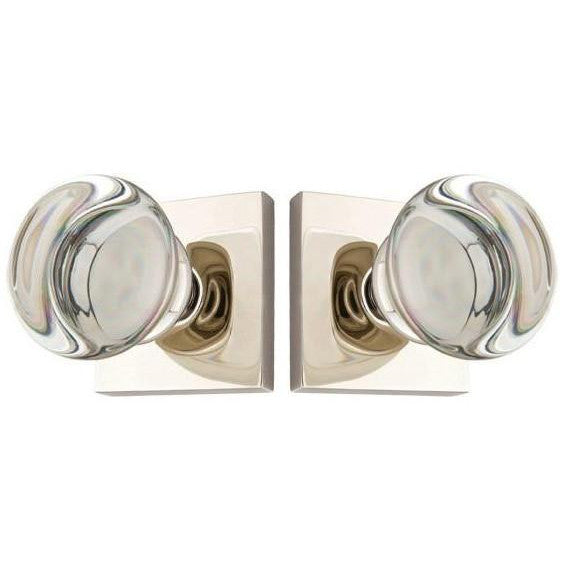 EMTEK Round Crystal Door Knob Set with Square Rosette (Several Finishes)