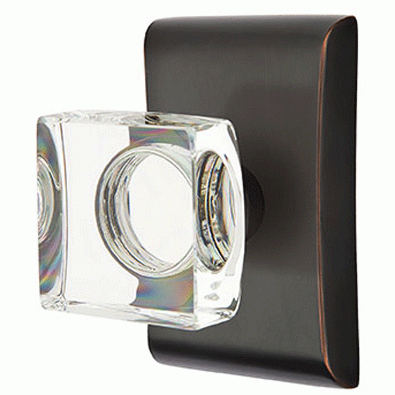 EMTEK Emtek Modern Square Crystal Door Knob Set With Neos Rosette