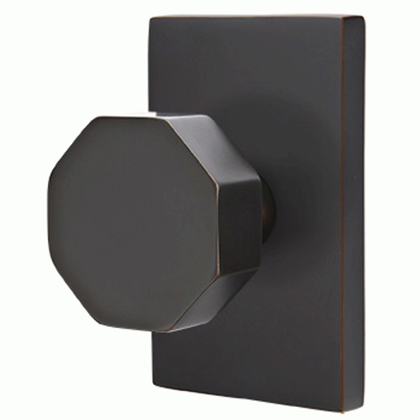 EMTEK Emtek Solid Brass Octagon Door Knob Set Modern Rectangular Rosette