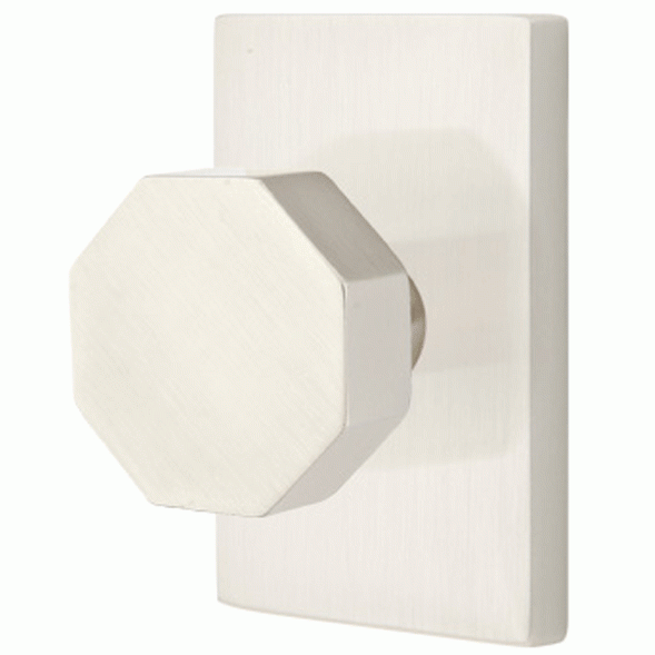 Emtek Solid Brass Octagon Door Knob Set With Modern Rectangular Rosette (Several Finish Options) EMTEK