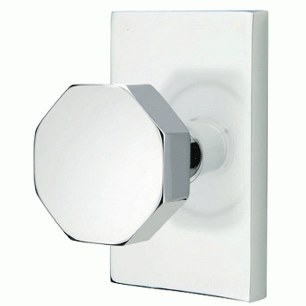 Emtek Solid Brass Octagon Door Knob Set With Modern Rectangular Rosette (Several Finish Options) EMTEK
