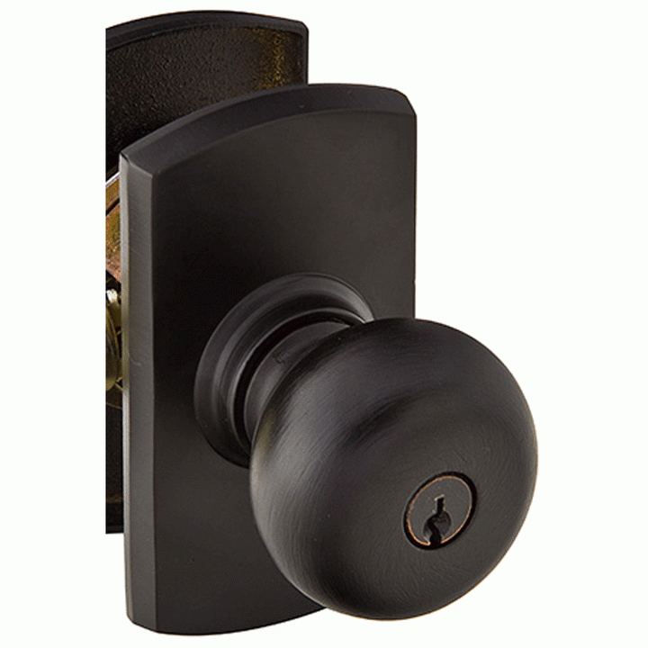 EMTEK Solid Brass Key In Winchester Door Knob Set With Rounded Rectangular Rosette