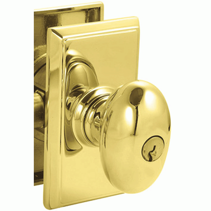 EMTEK Solid Brass Key In Egg Door Knob Set With Rectangular Rosette