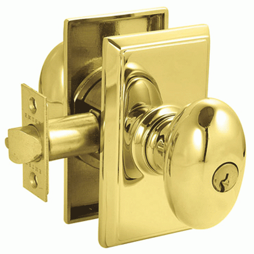 EMTEK Solid Brass Key In Egg Door Knob Set With Rectangular Rosette