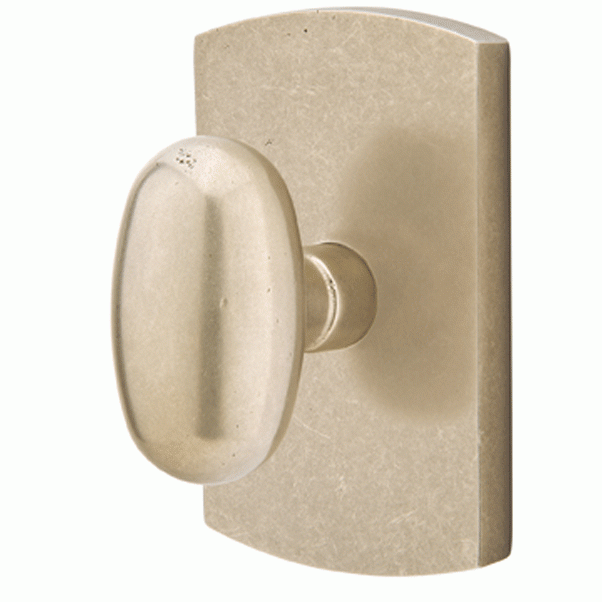 EMTEK Emtek Solid Brass Sandcast Egg Door Knob Rounded Rectangular Rosette