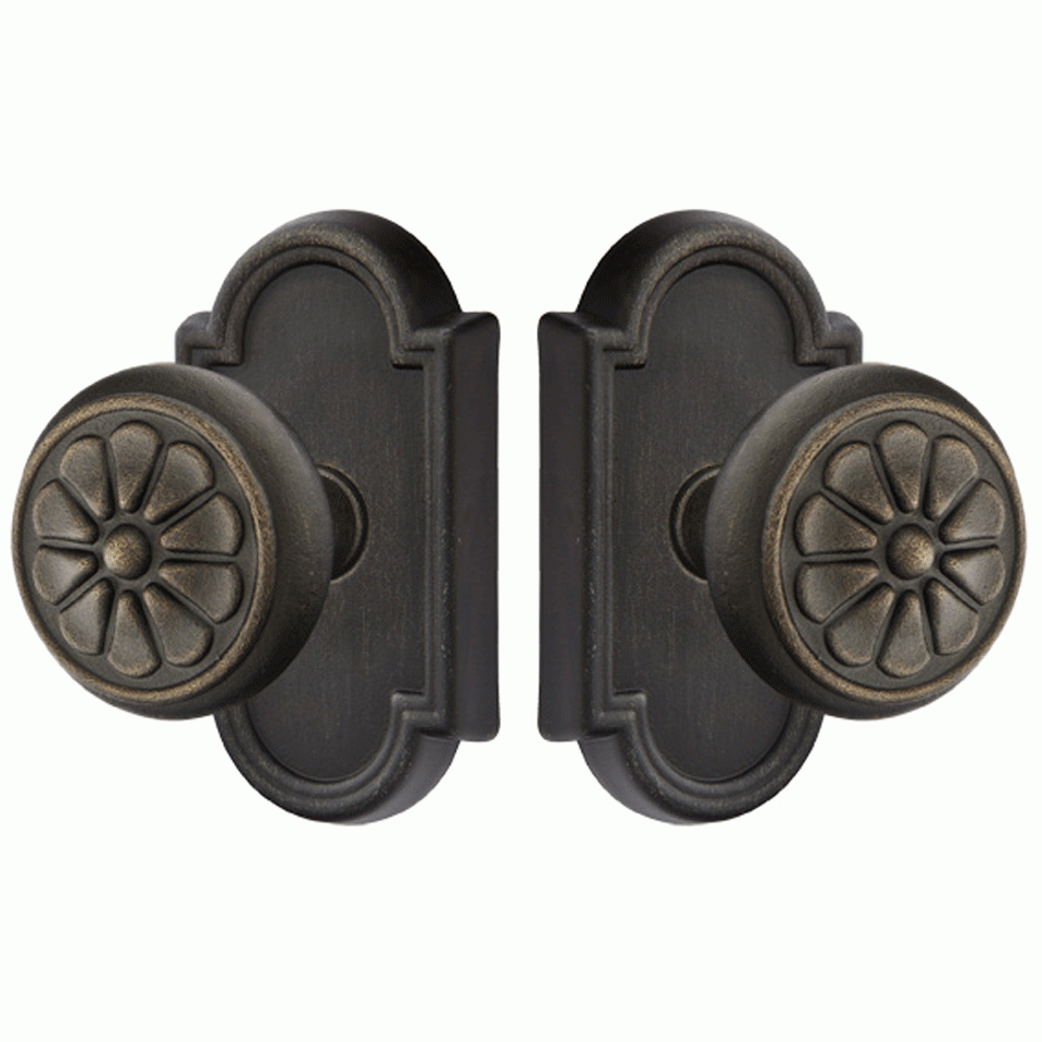 EMTEK Emtek Solid Brass Lost Wax Petal Door Knob Set With Beveled Arched Rosette