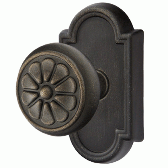 EMTEK Emtek Solid Brass Lost Wax Petal Door Knob Set With Beveled Arched Rosette