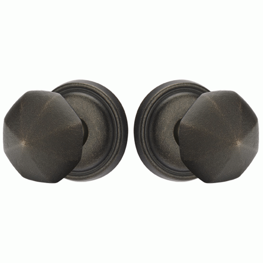 Solid Brass Lost Wax Octagon Door Knob Set With Round Rosette (Several Finish Options) EMTEK