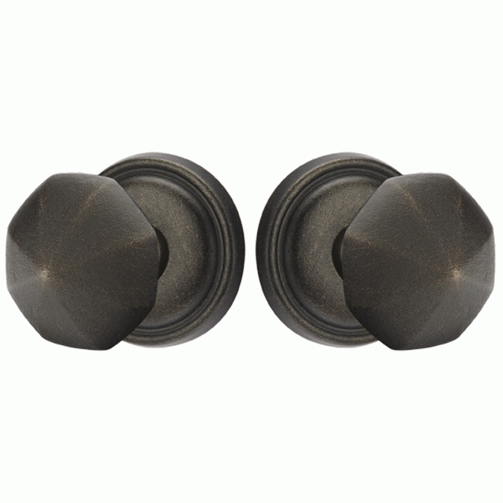 Solid Brass Lost Wax Octagon Door Knob Set With Round Rosette (Several Finish Options) EMTEK