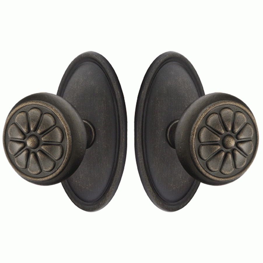 EMTEK Emtek Solid Brass Lost Wax Petal Door Knob Set With Oval Rosette