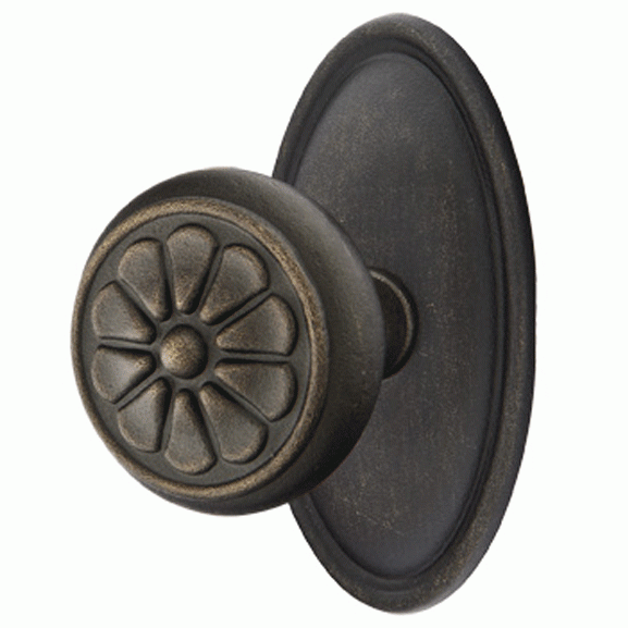 EMTEK Emtek Solid Brass Lost Wax Petal Door Knob Set With Oval Rosette