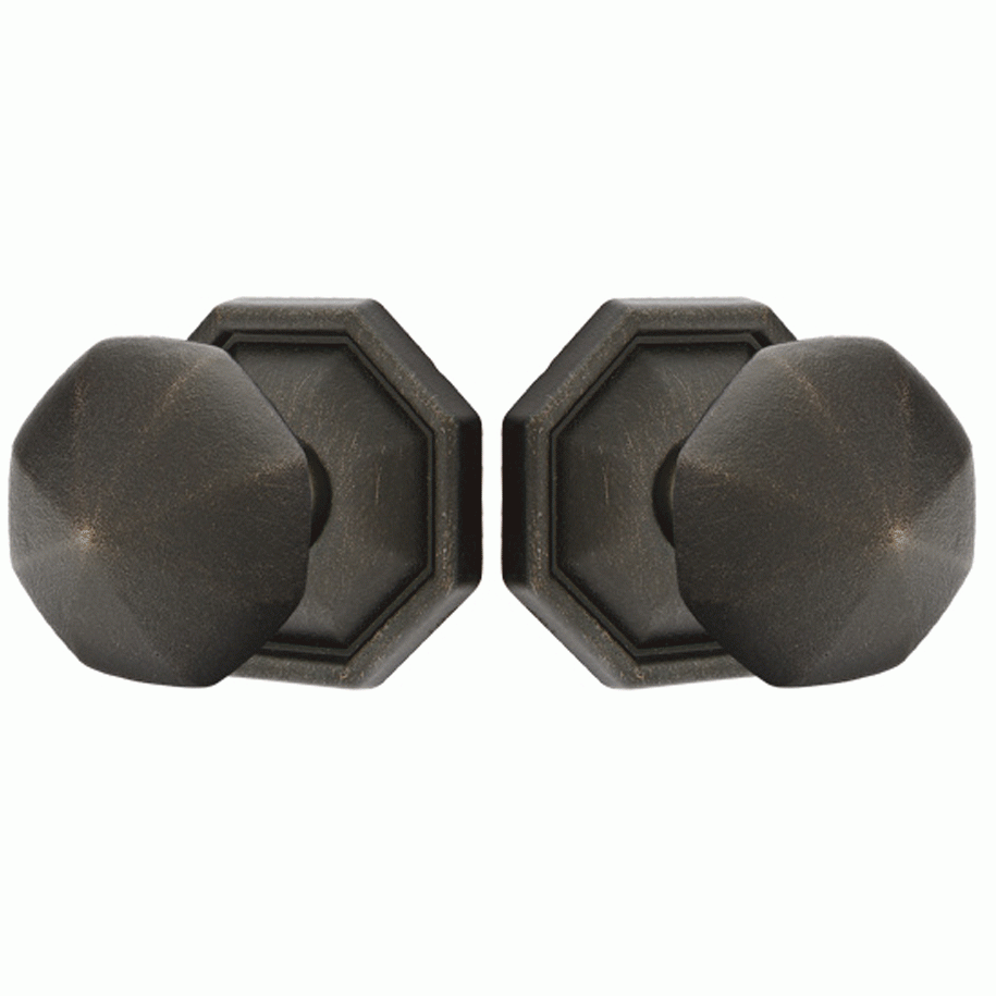 Solid Brass Lost Wax Octagon Door Knob Set With Octagon Rosette (Several Finish Options) EMTEK
