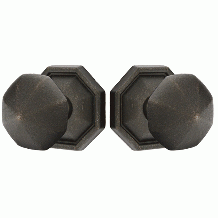 Solid Brass Lost Wax Octagon Door Knob Set With Octagon Rosette (Several Finish Options) EMTEK