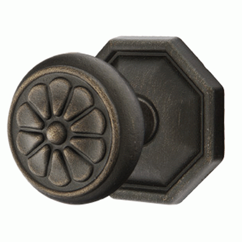 EMTEK Emtek Solid Brass Lost Wax Petal Door Knob Set With Octagon Rosette