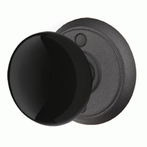 EMTEK Emtek Solid Brass Black Madison Door Knob Set With Disk Rosette