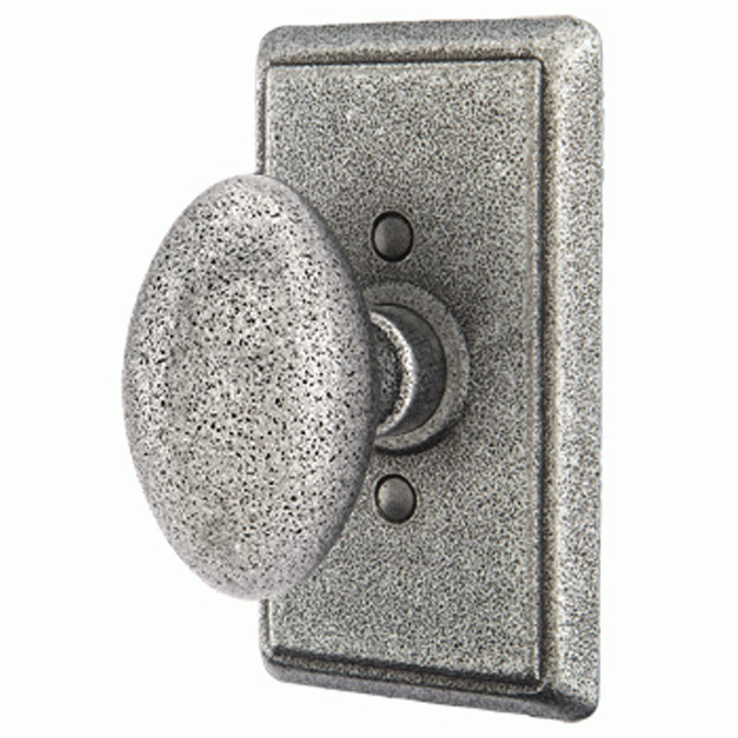 EMTEK Emtek Solid Brass Savannah Door Knob Set With Rectangular Rosette (Satin Steel Finish)