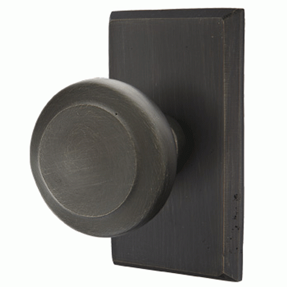 EMTEK Solid Brass Sandcast Butte Door Knob Set With Rectangular Rosette