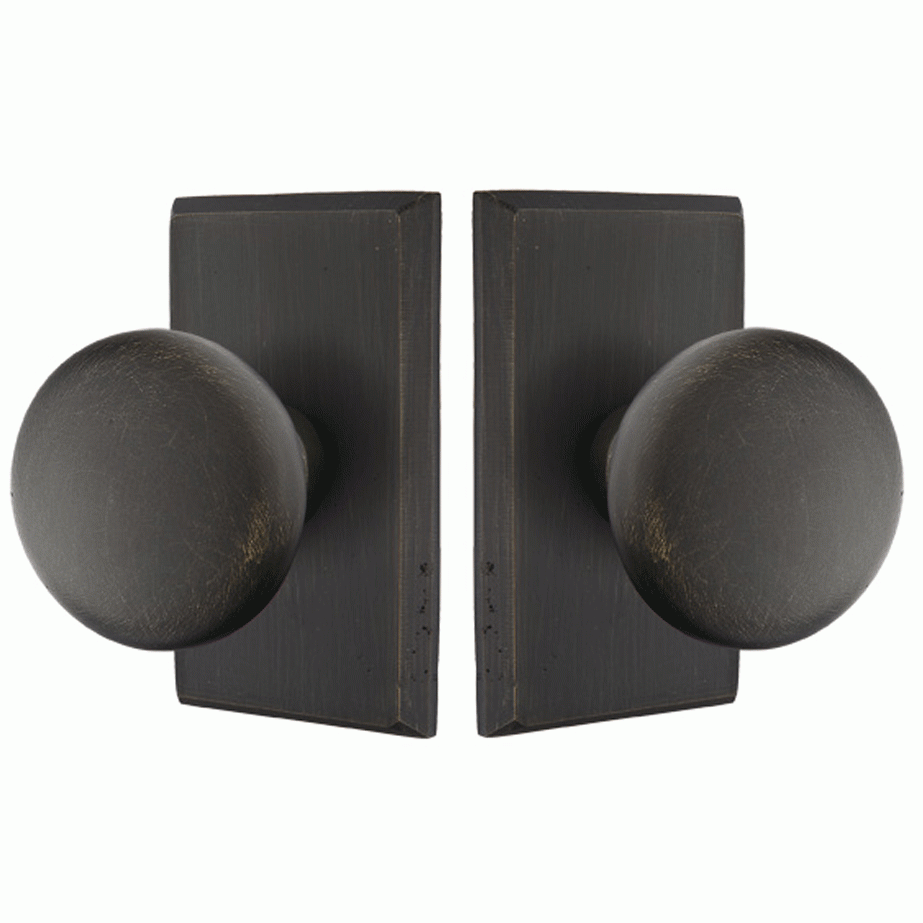 EMTEK Solid Brass Sandcast Winchester Door Knob Set With Rectangular Rosette