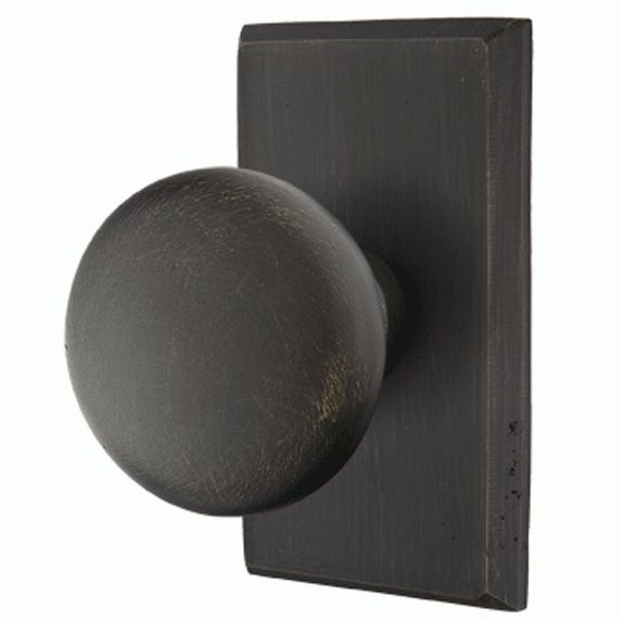 EMTEK Solid Brass Sandcast Winchester Door Knob Set With Rectangular Rosette