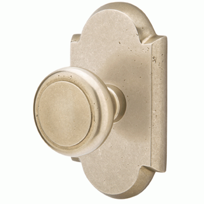 EMTEK Solid Brass Sandcast Butte Door Knob Set With Arched Rosette