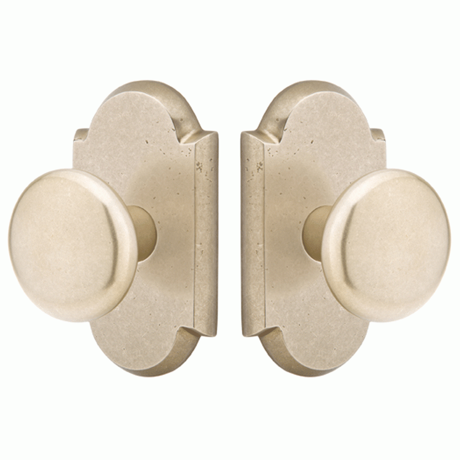 EMTEK Solid Brass Sandcast Winchester Door Knob Set With Arched Rosette