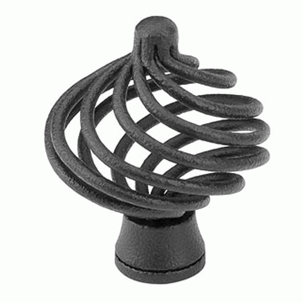 EMTEK Solid Steel Birdcage Cabinet Knob (Matte Black Finish)