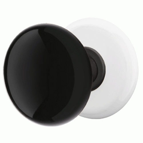 EMTEK Black Porcelain Ebony Door Knob Set With Porcelain Rosette