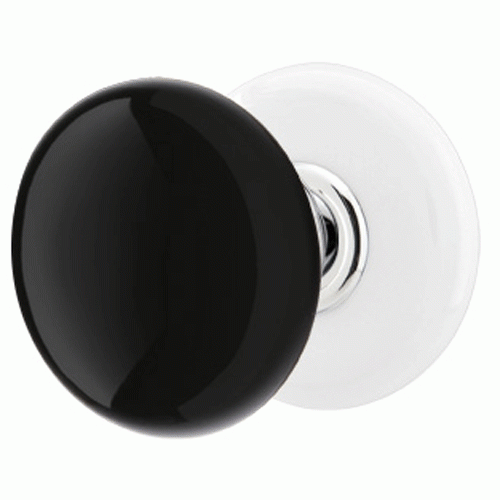 EMTEK Black Porcelain Ebony Door Knob Set With Porcelain Rosette