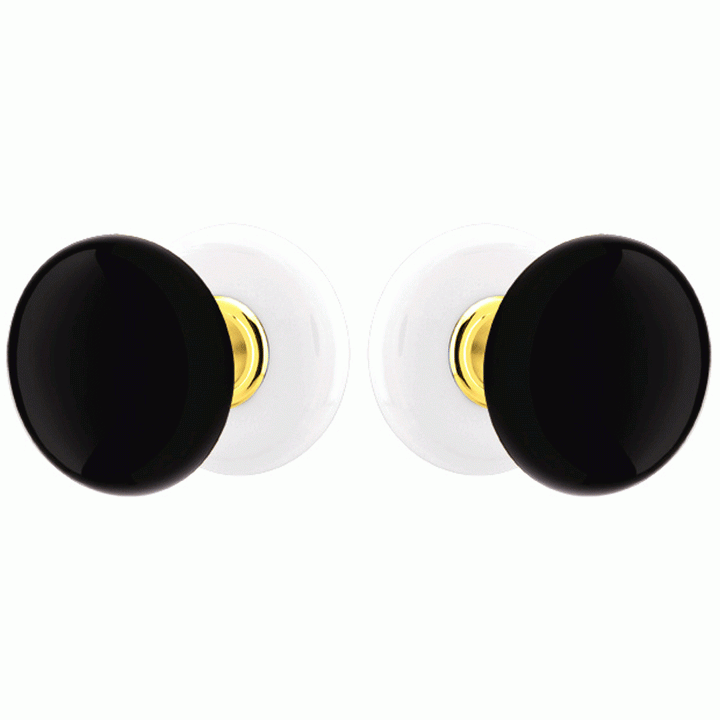 EMTEK Black Porcelain Ebony Door Knob Set With Porcelain Rosette