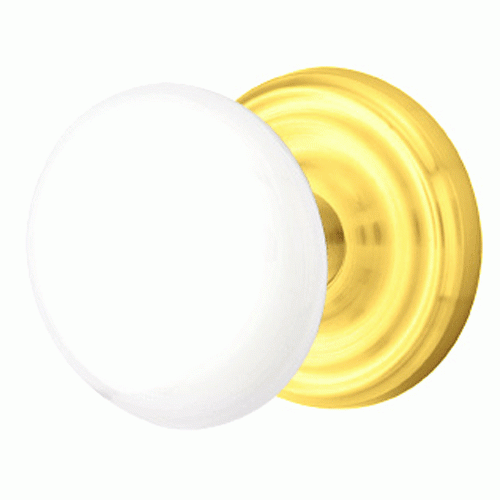 EMTEK Emtek Ice White Porcelain Door Knob Set With Regular Rosette