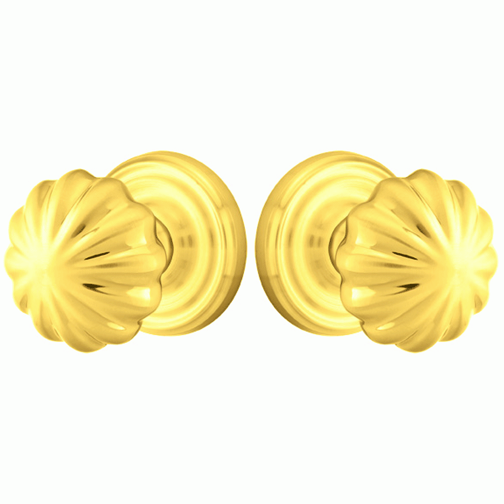 EMTEK Solid Brass Melon Door Knob Set With Regular Rosette