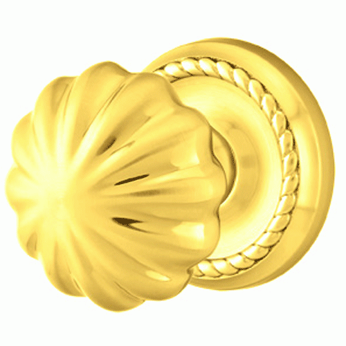 EMTEK Solid Brass Melon Door Knob Set With Rope Rosette