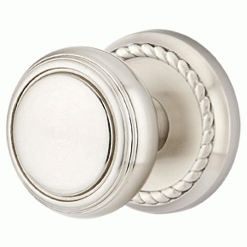 EMTEK Solid Brass Norwich Door Knob Set With Rope Rosette