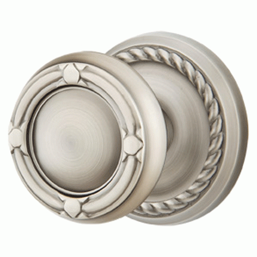 EMTEK Solid Brass Ribbon & Reed Door Knob Set With Rope Rosette