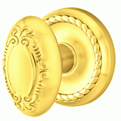 Solid Brass Victoria Door Knob Set With Rope Rosette (Several Finish Options) EMTEK