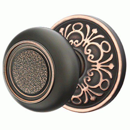 EMTEK Solid Brass Belmont Door Knob Set With Lancaster Rosette