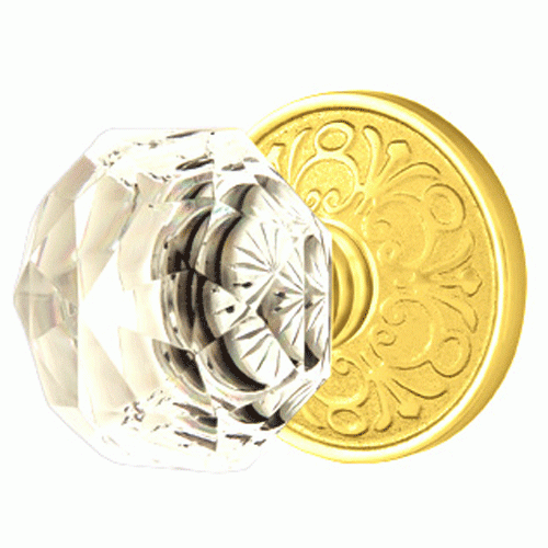 EMTEK Emtek Diamond Crystal Door Knob Set With Lancaster Rosette (Several Finish Options)