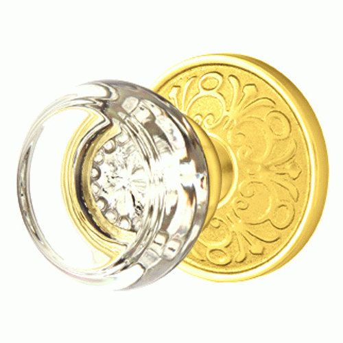 EMTEK Emtek Crystal Georgetown Door Knob Set With Lancaster Rosette