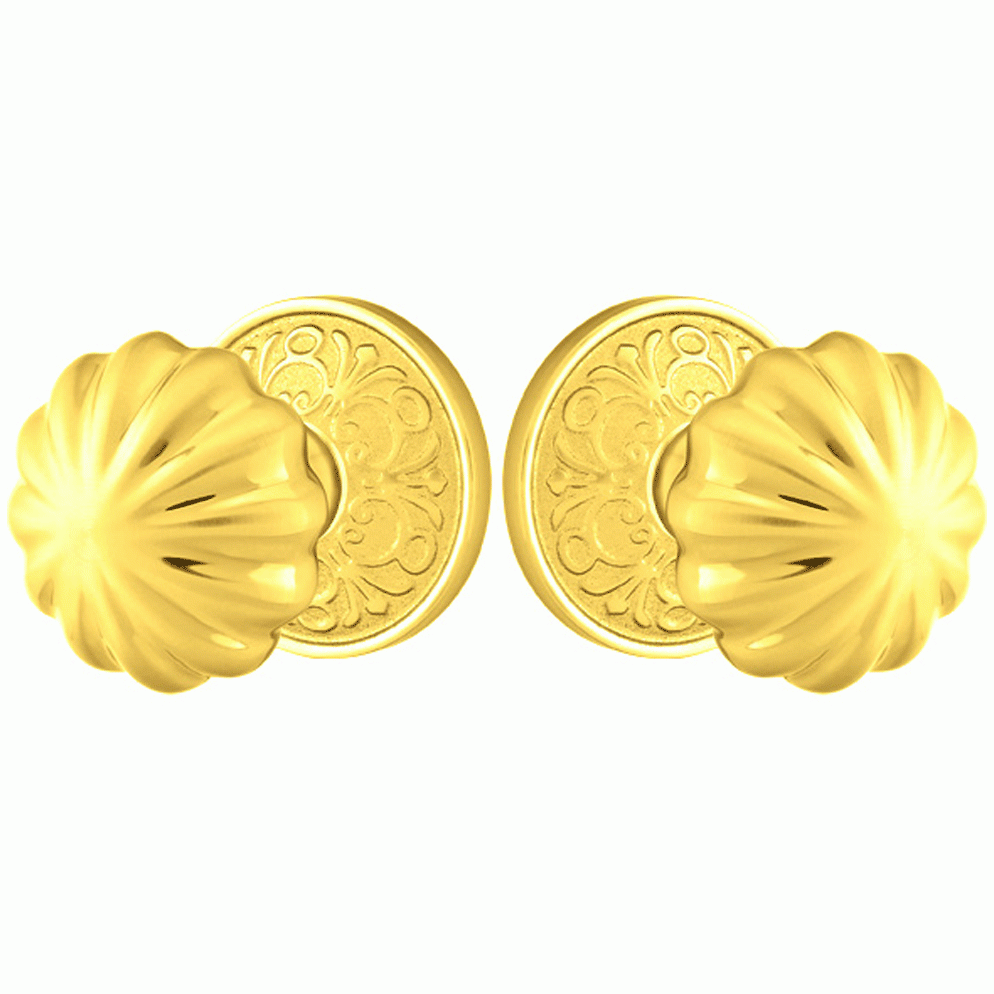 EMTEK Solid Brass Melon Door Knob Set With Lancaster Rosette