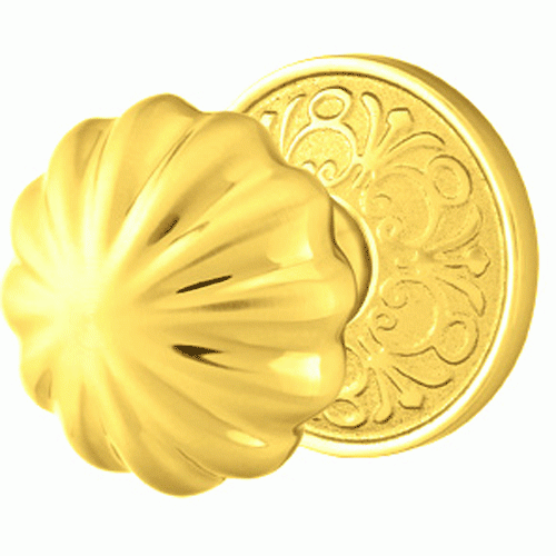 EMTEK Solid Brass Melon Door Knob Set With Lancaster Rosette