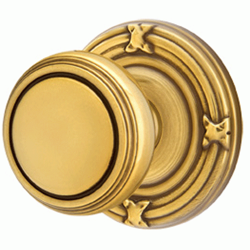 EMTEK Solid Brass Norwich Door Knob Set With Ribbon & Reed Rosette